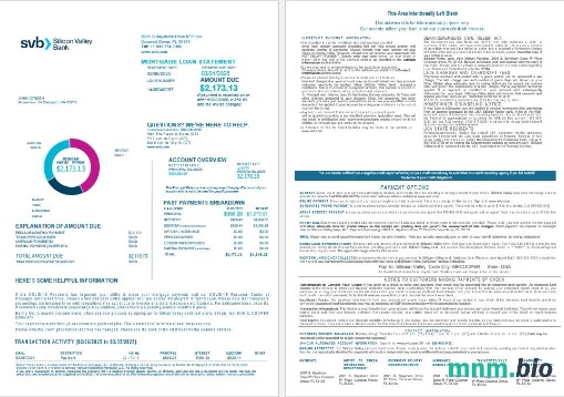 USA Floryda Silicon Valley Bank wyciąg z kredytu hipotecznego w formatach Word i PDF, 4 strony 1-2